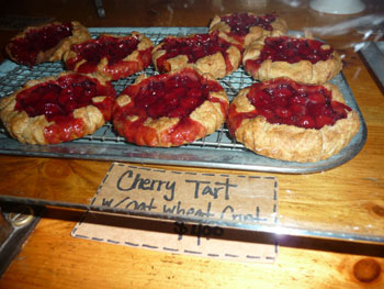 At Chase's Daily in Belfast, you can get an awesome lunch, fresh veggies to take home, and the most amazing sour cherry tarts on a whole wheat crust!