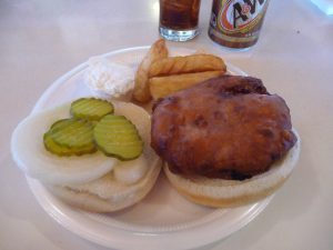 It's basically a fried porck chop and that's sour cream for the "jo-jo's!"