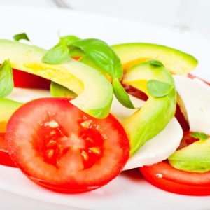 September Salad: Tomato, Mozzarella, and Avocado