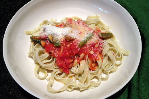 Tomato, Green Bean and Pine Nut Pasta