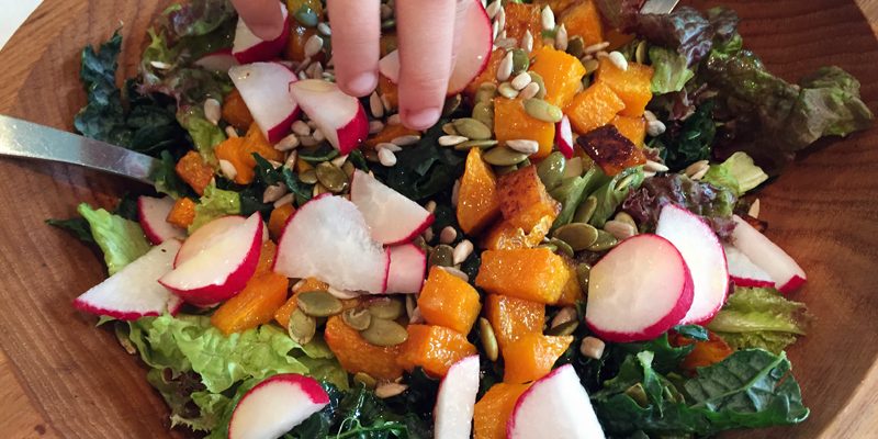 Roasted Squash, Seeds, and Greens Salad