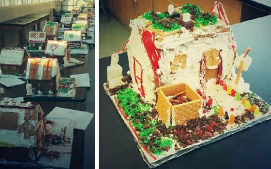 A few of the gingerbread LEED houses. 