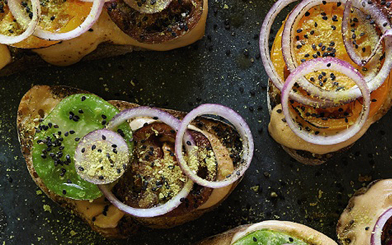 Heirloom Tomato Saucy Toasts