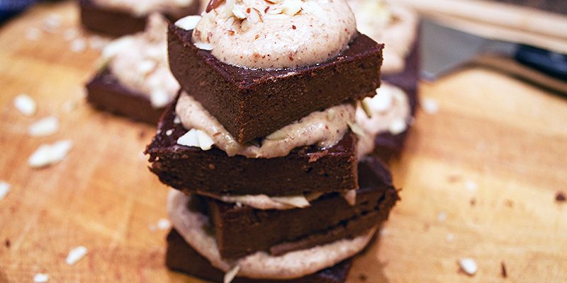 Naturally Sweet Paleo Protein Brownies with Coconut-Almond "Frosting"