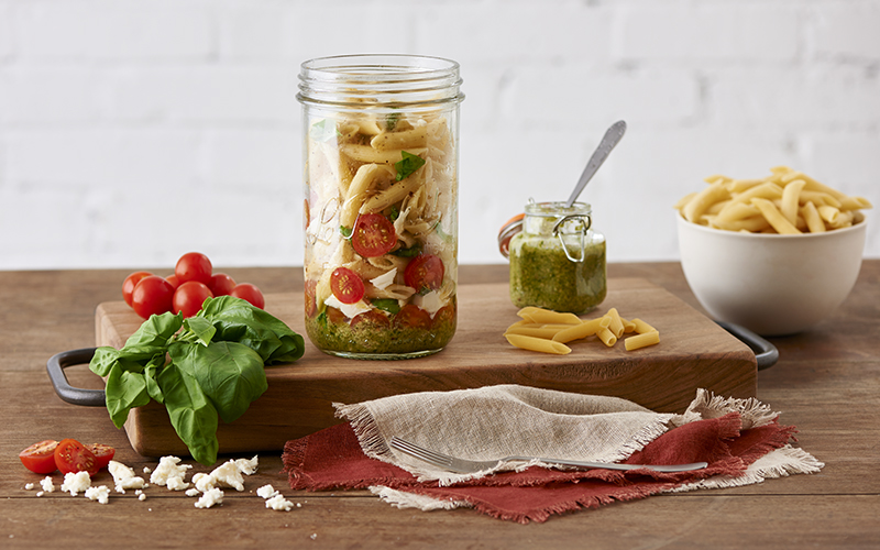 Pesto Pasta Mason Jar Meal recipe