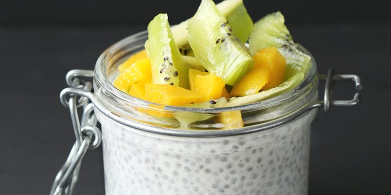 Mango & Kiwi Chia Seed Pudding Parfait